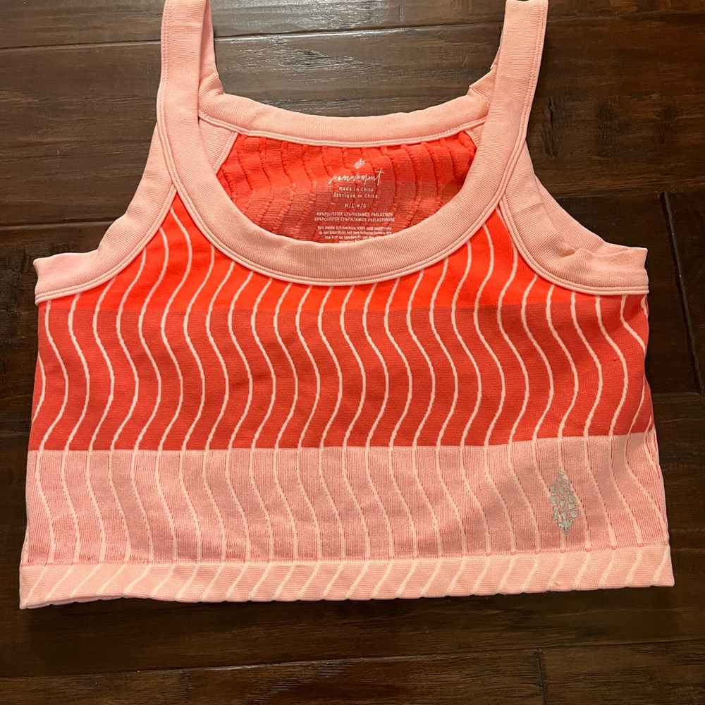 Free people Pink and Red Striped Crop Tank